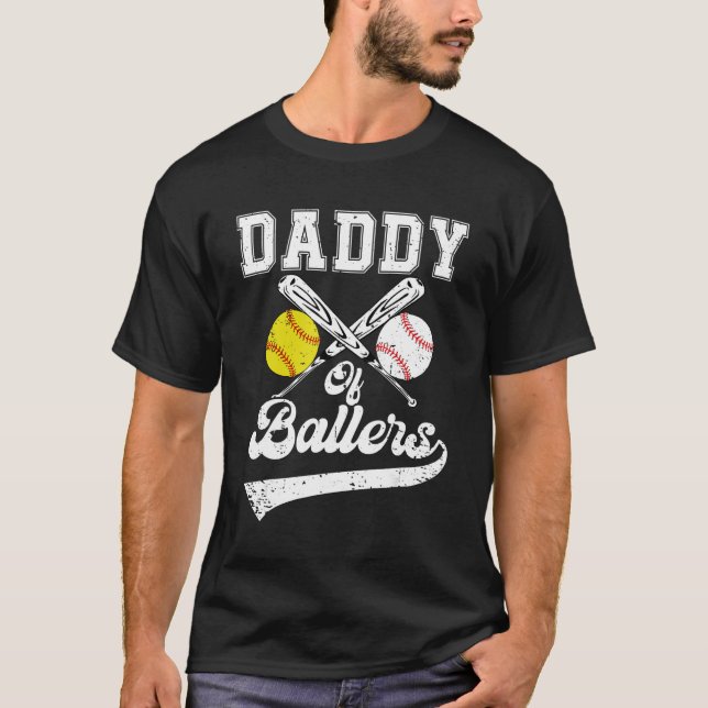 Camiseta Pai De Ballers Softball Jogador De Beisebol Do Pai (Frente)