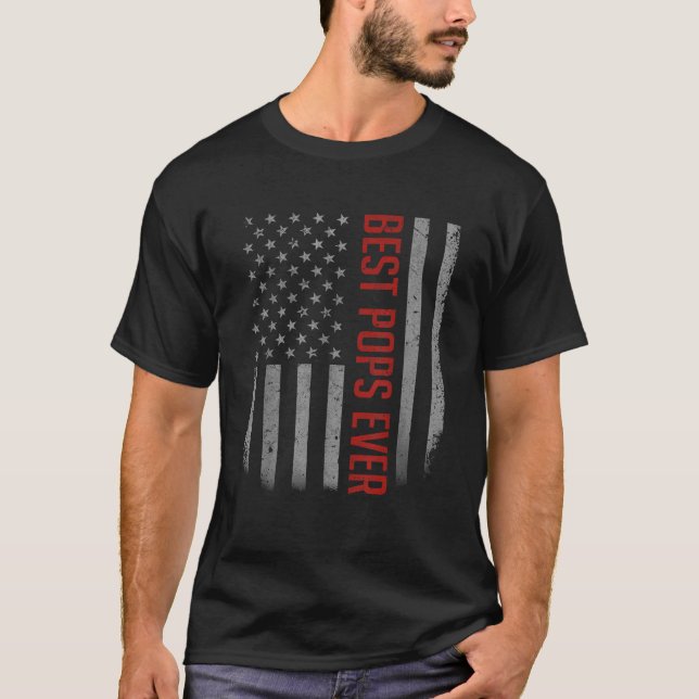 Camiseta Pai de Bandeira Americano Presente para o Dia dos  (Frente)