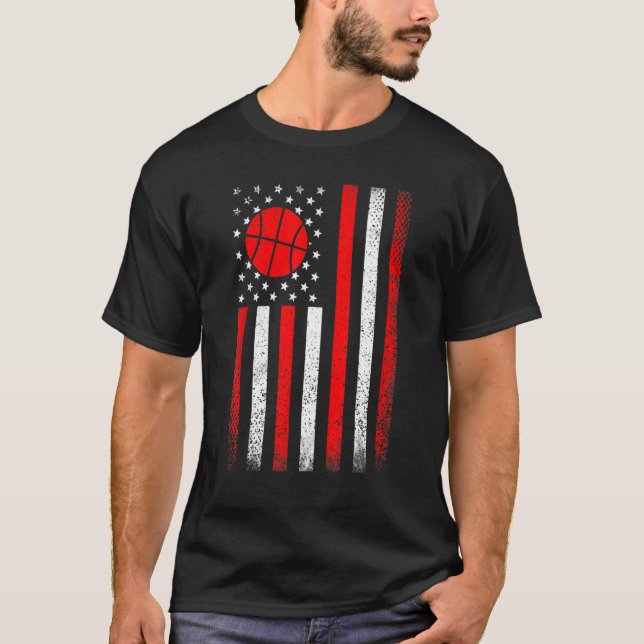 Camiseta Pai de Bandeira de Basquete da American Flag Vinta (Frente)