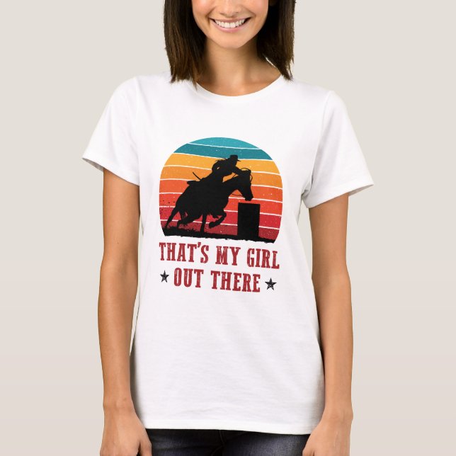 Camiseta Pai de Barrel Racing Mãe Essa é minha garota (Frente)