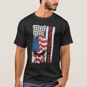 Camiseta Pai de basquetebol American Flag Skull Patriótico 
