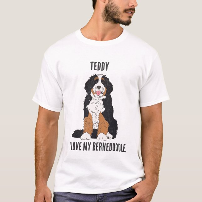 Camiseta Pai de Bernedoodle Personalizado com Nome Customiz (Frente)