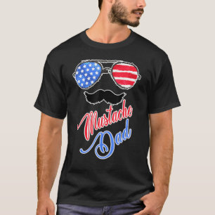 Camiseta Pai de bigode com bandeira americana Sunglass Pais