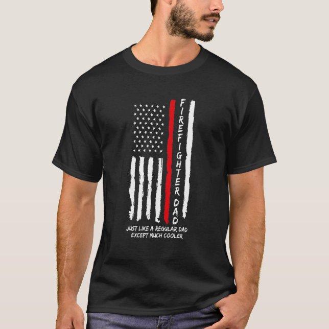 Camiseta Pai De Bombeiro Mens Tal Como Pai De Pai Regular F (Frente)