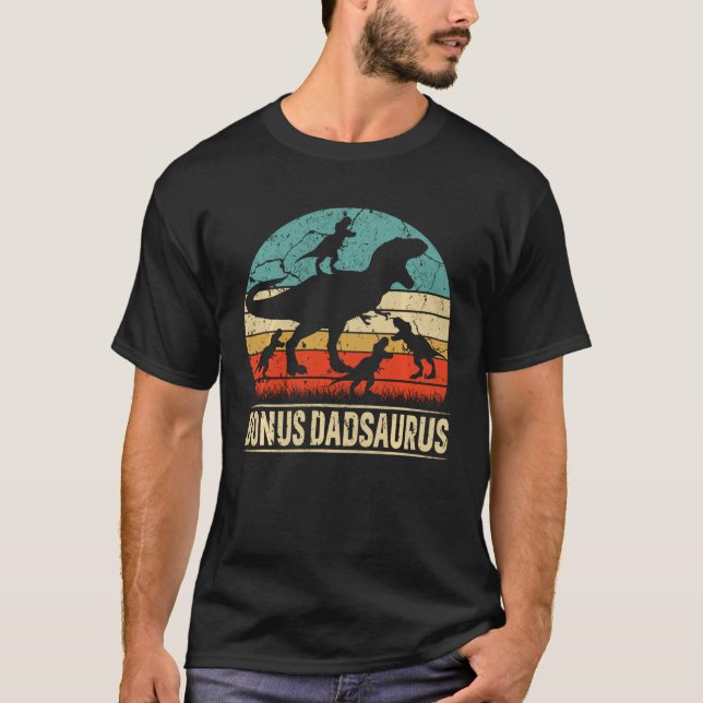 Camiseta Pai De Bônus Dinossauro T Rex Bonus Dadsaurus 4 Cr (Frente)