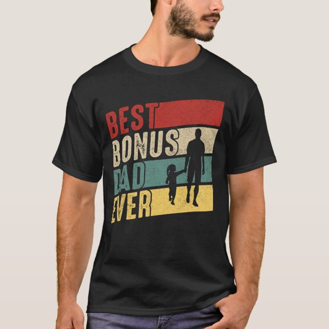 Camiseta Pai de Bônus Melhor Pai de Bônus sobre Dia de os p (Frente)