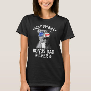 Camiseta Pai de Bônus Pitbull para as Mens 4ª bandeira amer