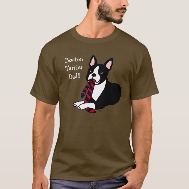 Camiseta Pai de Boston Terrier com laço 2 (Frente)