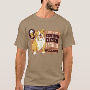 Camiseta Pai de cachorro bulldog inglês engraçado bebendo c