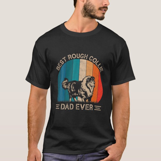 Camiseta Pai De Cachorro Collie Rough Melhor Para Os Homens (Frente)