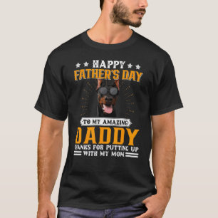 Camiseta Pai De Cachorro De Doberman, Dia de os pais Feliz,