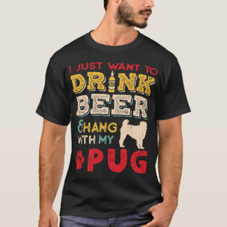 Camiseta Pai de Cachorro Pug Amante de Cerveja