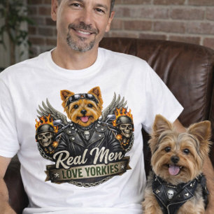 Camiseta Pai de Cachorro Yorkie Motoqueiro