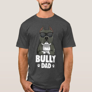 Camiseta Pai de Cachorros American Bully Pai Homens engraça