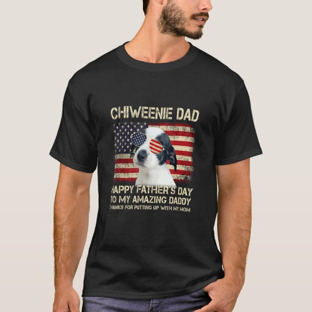 Camiseta Pai de Cães Chiweenie Pai de Cachorro Feliz Dia de (Frente)