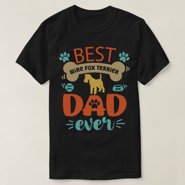 Camiseta Pai de Cão de Terrier Fox com Fio (Frente do Design)