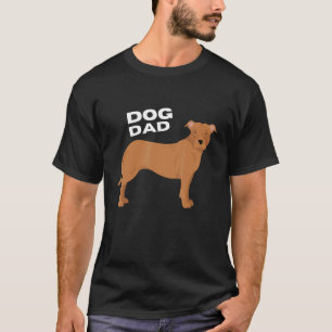 Camiseta Pai de Cão Terrier Pit Bull Americano Ruivo de Hom