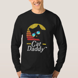 Camiseta Pai de Cat Vintage 80s Cat Retro Óculos de sol Dis