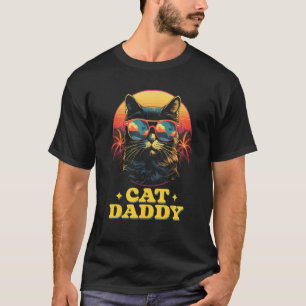 Camiseta Pai de Cat Vintage Retro 90s 80s Cat Lovers Men Di