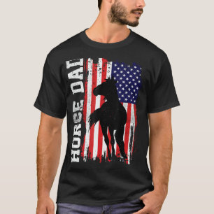 Camiseta Pai de Cavalo Bandeira Americana Como Um Pai Norma