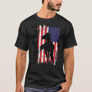 Camiseta Pai de Cavalo Bandeira Americana Como Um Pai Norma