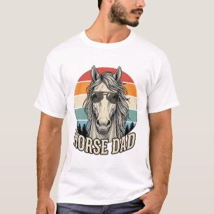 Camiseta Pai de Cavalo Desenho Vetorial de Gravação de Pôr 
