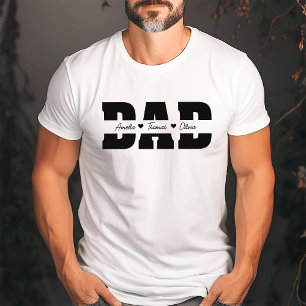 Camiseta Pai de dias de os pais com Nomes de Crianças