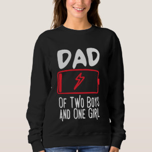 Camiseta Pai de dois meninos e bateria de uma garota baixa