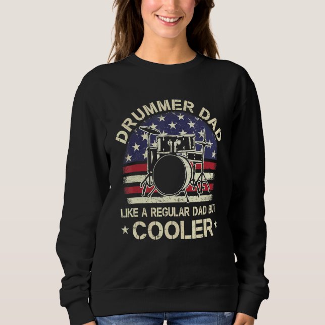 Camiseta Pai De Drummer Como Um Pai Regular Mas Mais Frio A (Frente)