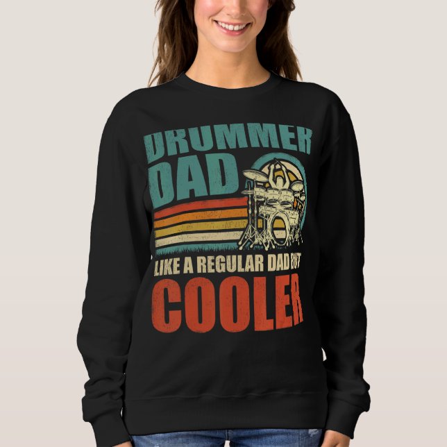 Camiseta Pai De Drummer De Estilo Retro Da Mens Como Um Pai (Frente)