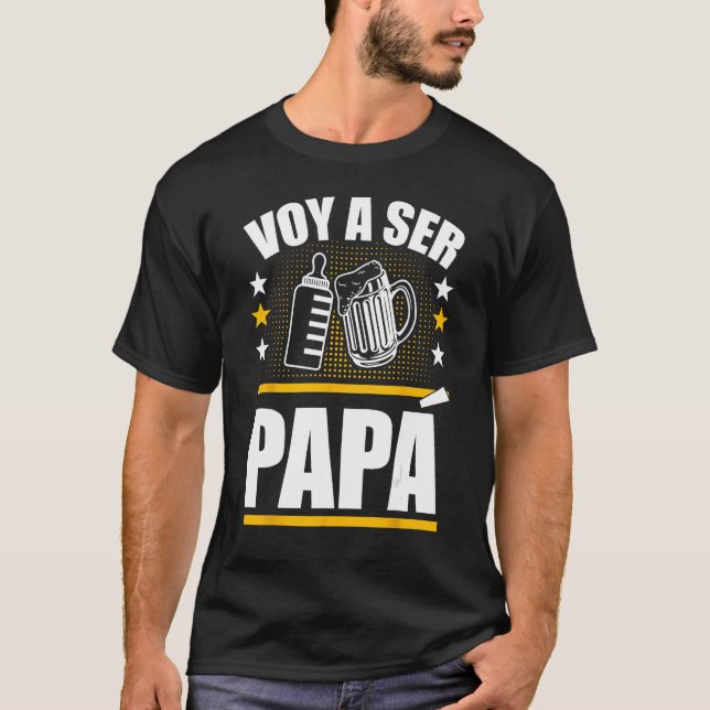 Camiseta Pai De Estar Em Espanhol Ser Papa Voy Hacer Papa V (Frente)