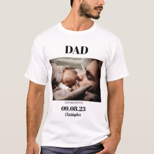 Camiseta Pai de Fotografia Personalizado Nome da Data de Na