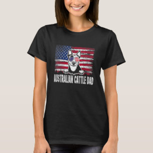 Camiseta Pai de Gado Australiano Angustiado Bandeira dos EU