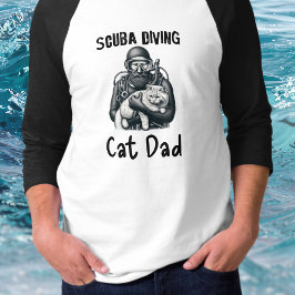 Camiseta Pai de Gato de Divisor de Scuba Branca Preto