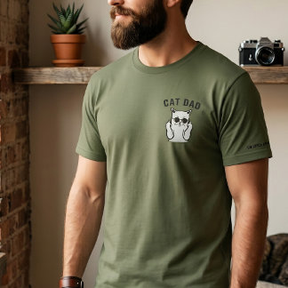 Camiseta Pai de Gato Engraçado com o Dedo do Meio e Óculos