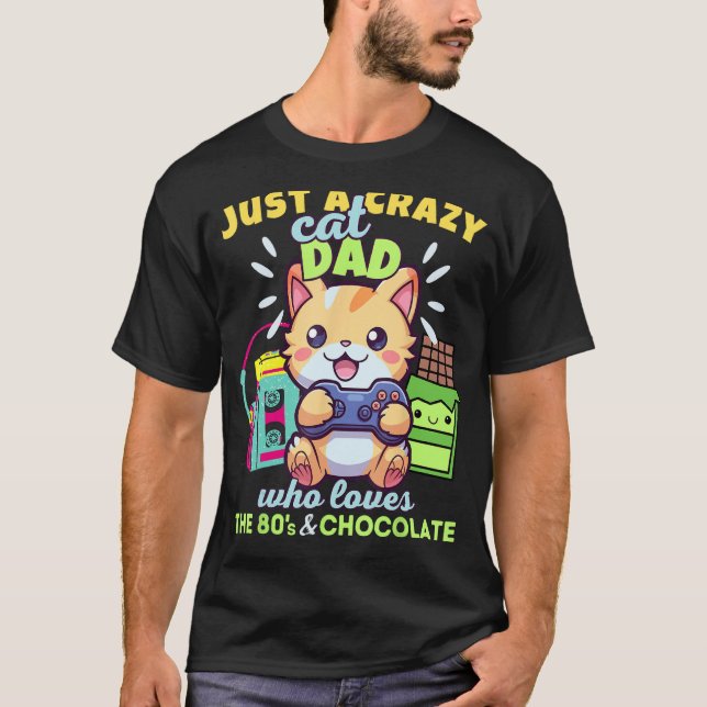 Camiseta Pai De Gato Louco Que Adora Brincar Gatos Chocolat (Frente)