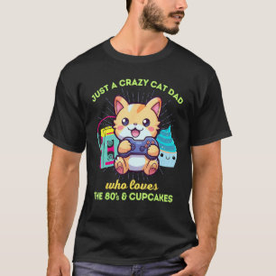 Camiseta Pai de Gato Louco Que Ama Cupcakes de Jogos & Os A