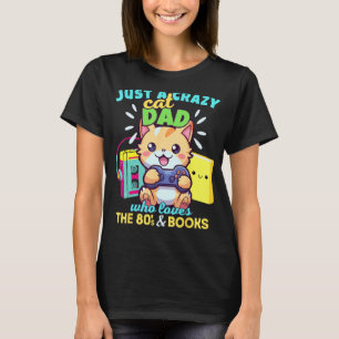 Camiseta Pai de Gato Louco que Ama Livros de Jogos e os Ano