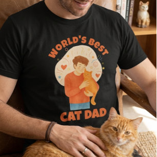 Camiseta Pai de Gato Mais do Mundo em Aquarela Foto Persona