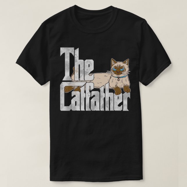 Camiseta Pai De Gato O Gato Louco De Catão Siamês Kit Pai (Frente do Design)