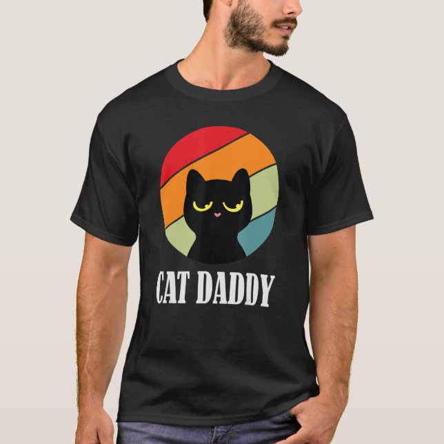 Camiseta Pai de gato retro sunset oitenta estilo angustiado (Frente)