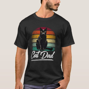 Camiseta Pai de Gato Vintage Retrô Amante de Gato Preto Pai
