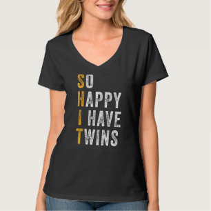 Camiseta Pai De Gêmeos Tão Feliz Que Tenho Gêmeos do Pai