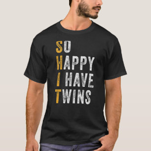 Camiseta Pai De Gêmeos Tão Feliz Que Tenho Gêmeos do Pai