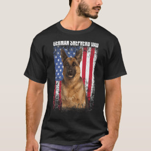 Camiseta Pai De German shepherd De Bandeira Retro-Americano