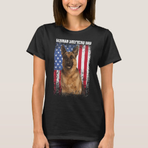 Camiseta Pai De German shepherd De Bandeira Retro-Americano