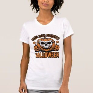 Camiseta Pai de Ginástica Halloween Abóbora Vintage Caveira