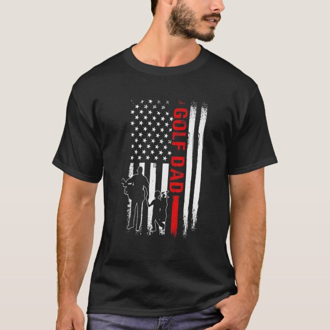 Camiseta Pai de Golf  American Flag Dia de os pais (Frente)