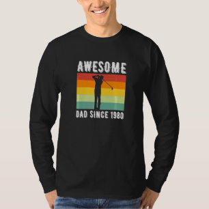 Camiseta Pai de Golfe Incrível Desde 1980 Pla de Golfe Golf