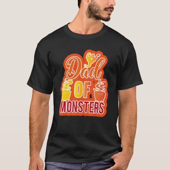 Camiseta Pai De Halloween De Monstros (Frente)